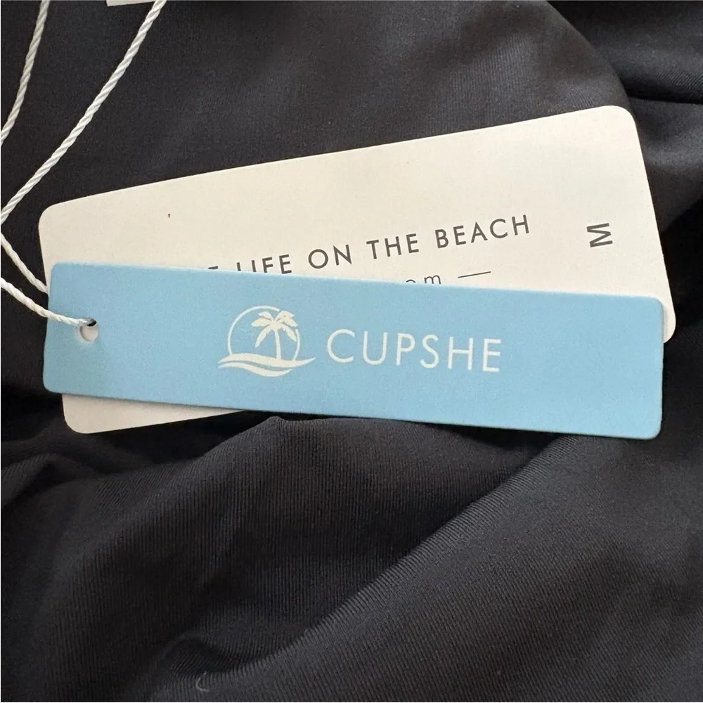 NWT Cupshe Black Floral Halter Tummy Control One Piece Swimsuit Womens‎ M (1103) - Picture 7 of 8